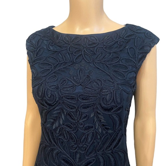 Sue Wong Embroidered Cocktail Dress Cap Sleeve Knee Length Formal - Picture 2 of 11